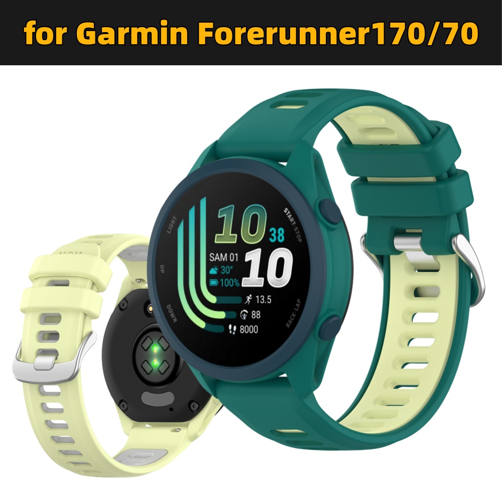 Silicone Watch Band 22Mm - Garmin Forerunner 70/170 için Çift Renkli