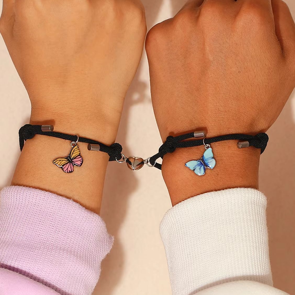 Butterfly Clasp Deployant - 2 adet/takım kelebek kolye aydınlık çiftler