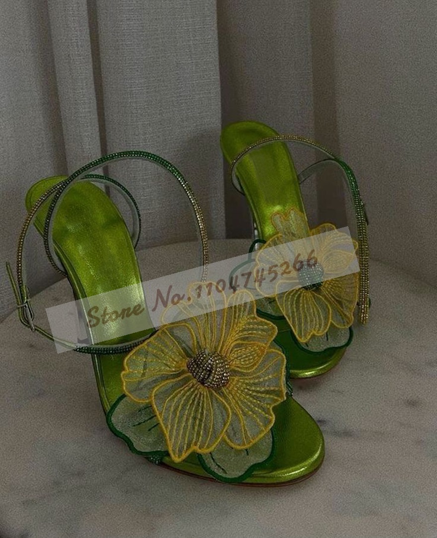 Mesh Strap Metal - Gümüş Metal Bıçak Topuk Peri Çiçek