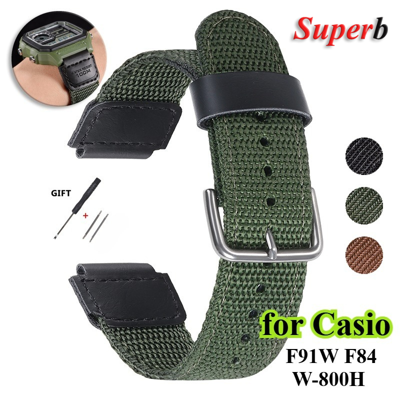 Canvas Strap Watch - 18mm Naylon saat kayışı Casio AE1200/1300